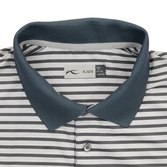 KJUS Luis Stripe Polo Shirt Men's XL 54 Gray Stripe Wicking Stretch Golf Comfort - Picture 8 of 8